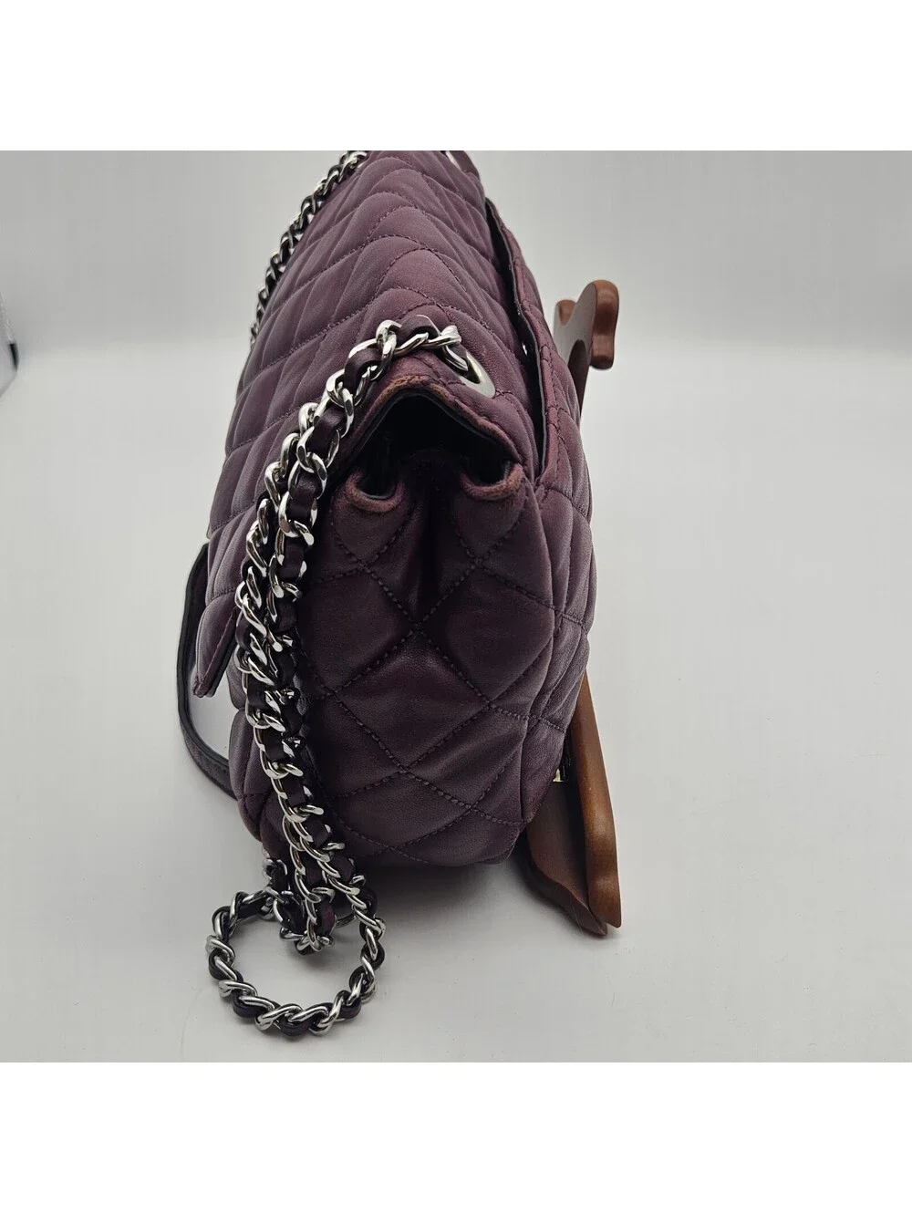 Michael Kors Purple Quilted Purse With Adjustable Chain Strap